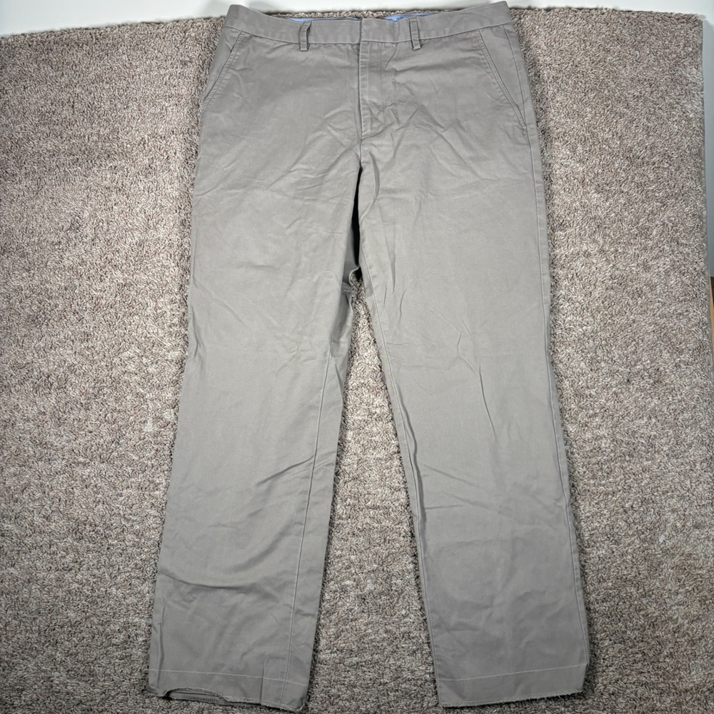 J. Crew Bedford Mens Khaki Tan Straight Leg Chino Pants 36x32 Cotton Twill